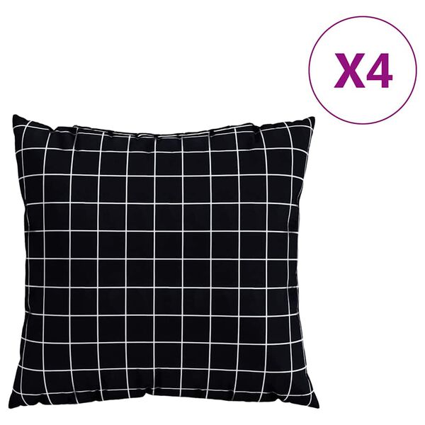 vidaXL Izkaisītie spilveni &Scaron;ķērsots 4 pcs Melna Pārbaude 50 x 50 cm