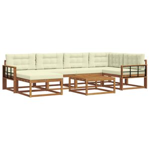 vidaXL Āra dīvānu komplekts ar spilvenu 7 pcs Dabisks un krējuma
