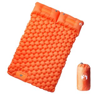 vidaXL pa&scaron;piepū&scaron;ams kempinga matracis, spilveni, divvietīgs, oranžs