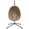 vidaXL iekarams krēsls ar statīvu, pelēkbrūns, olas forma, PE pinums