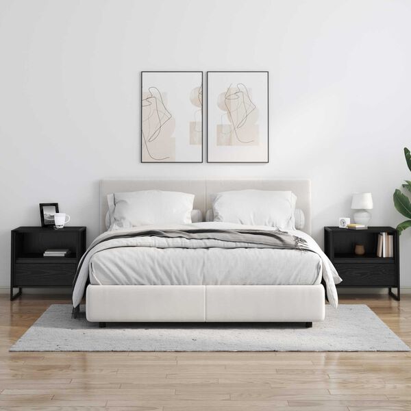 vidaXL Naktsgaldiņ&scaron; Melns ozolkoks 50 x 39,5 x 50 cm Inženierijas koks