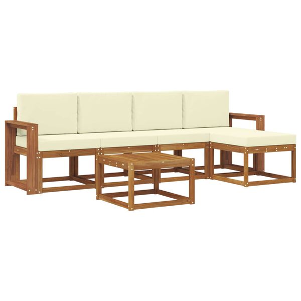 vidaXL Āra dīvānu komplekts ar spilvenu 6 pcs Dabisks un krējuma