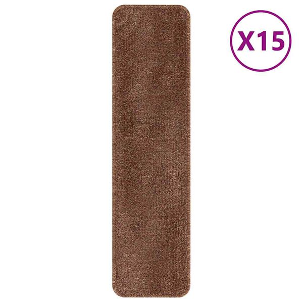 vidaXL Antislip kāpņu paklāji 15 pcs Dzeltena 75 x 20 cm PP