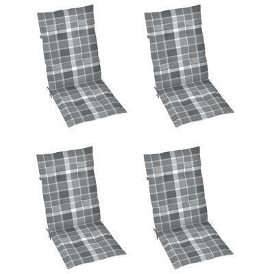 vidaXL dārza krēsli, matrači ar četrstūriem, 4 gab., masīvs tīkkoks