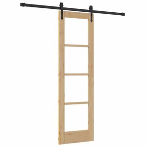vidaXL Slīdo&scaron;ās durvis 61 x 198,5 cm Masīvkoks no priedes un stikls