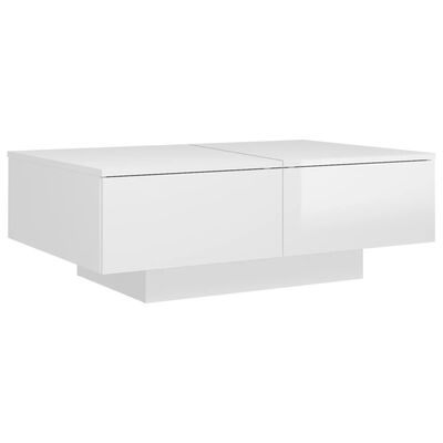 vidaXL kafijas galdiņš, spīdīgi balts, 90x60x31 cm, skaidu plāksne