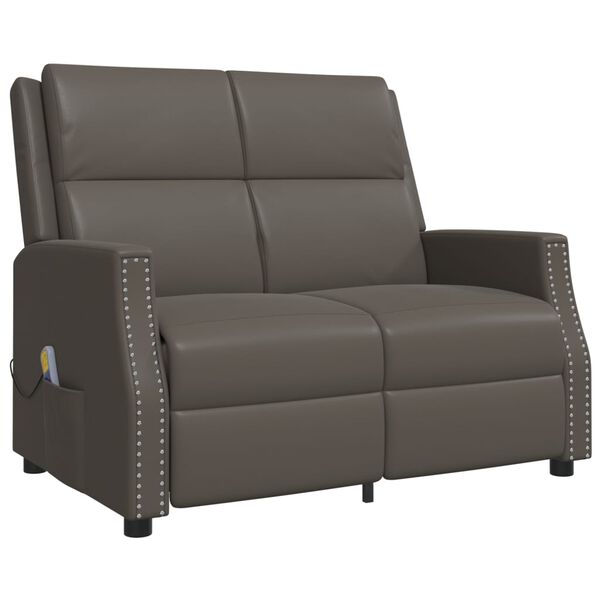 vidaXL divvietīgs masāžas krēsls, atgāžams, pelēka mākslīgā āda