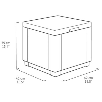 Keter uzglabāšanas pufs, kuba forma, grafīta krāsā, 213816