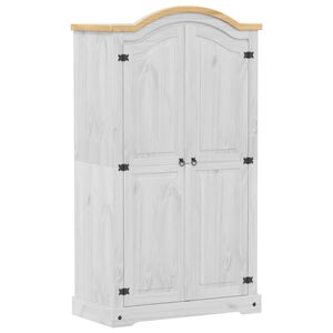 vidaXL skapis Corona, balts, 102x52x186 cm, priedes masīvkoks