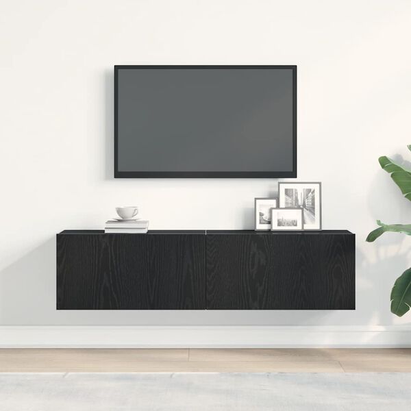 vidaXL TV skapis, melns ozola 120x30x30,5 cm inženierijas koks