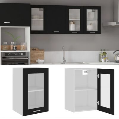 vidaXL virtuves skapītis, melns, 40x31x60 cm, stikls, skaidu plāksne