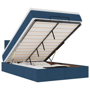 vidaXL Osmaņu gultas rāmis ar matrača zils 120x200 cm audums