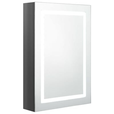 vidaXL vannasistabas skapītis ar spoguli un LED, pelēks, 50x13x70 cm
