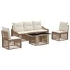 vidaXL Dārza dīvānu komplekts 6 gab. Beige un krēmbalta poliratāns