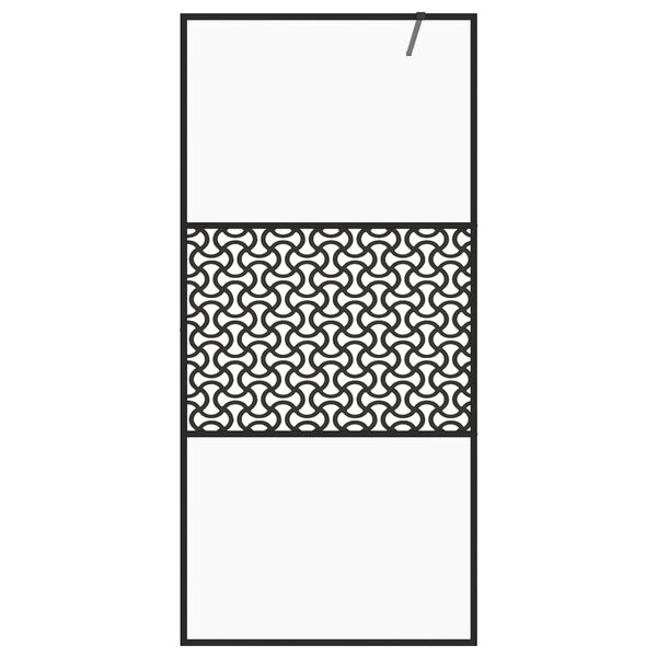 vidaXL dušas siena, caurspīdīgs ESG stikls, 100x195 cm, melna