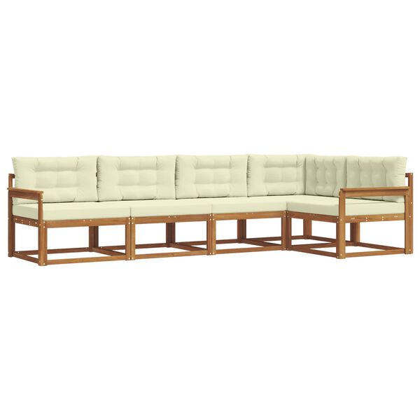 vidaXL Āra dīvānu komplekts ar spilvenu 5 pcs Dabisks un krējuma