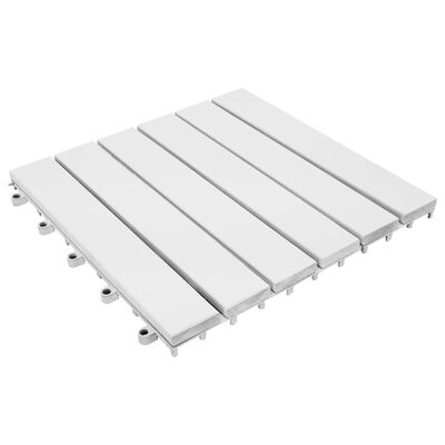 vidaXL terases flīzes, 30 gab., baltas, 30x30 cm, akācijas masīvkoks