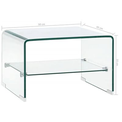 vidaXL kafijas galdiņš, 50x45x33 cm, caurspīdīgs, rūdīts stikls