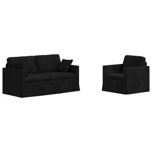 vidaXL Dīvānu komplekts 2 pcs Melna 158 x 78 x 80 cm Samts