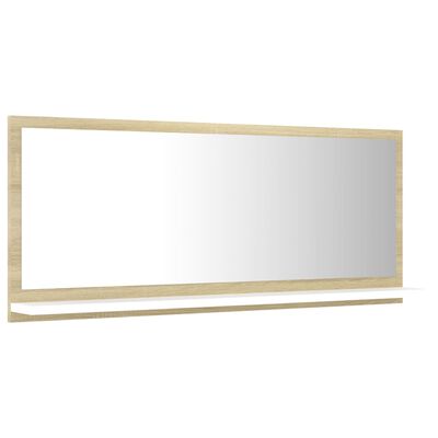 vidaXL vannasistabas spogulis, baltā un ozolkoka krāsā, 90x10,5x37 cm