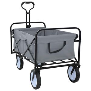 vidaXL Salokāms iepirkumu ratiņ&scaron; ar bremzēm Pelēka 94 x 53 x 99 cm
