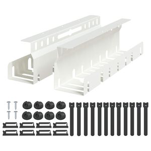 vidaXL Galda kabeļu organizators 2 gab. Balts 43 x 9 x 11,5 cm Tērauds