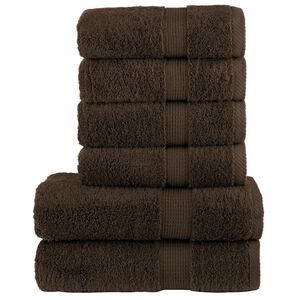 vidaXL dvieļu komplekts SOLUND, 6 gab., brūni, 600 gsm