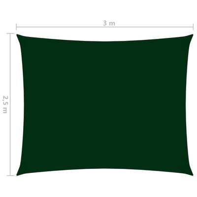 vidaXL saulessargs, taisnstūra, 2,5x3 m, tumši zaļš oksforda audums