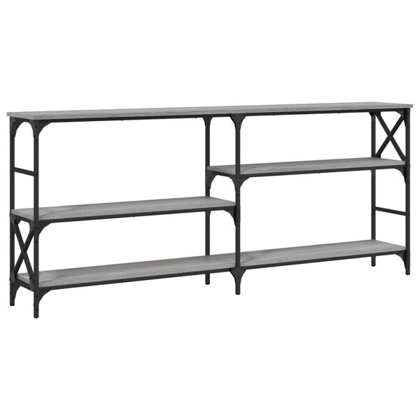 vidaXL konsoles galdiņ&scaron;, pelēcīgs, 180x29x76,5 cm, inženierijas koks