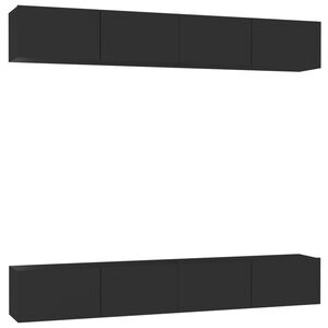 vidaXL TV skapī&scaron;i, 4 gab., melni, 100x30x30 cm, inženierijas koks