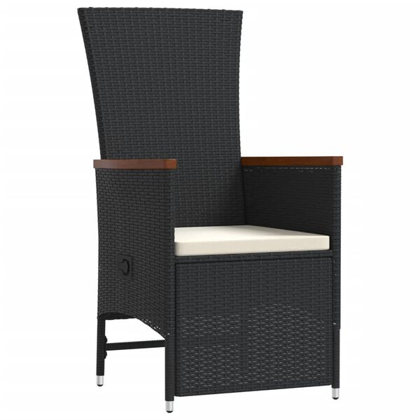 vidaXL 9-daļīgs dārza mēbeļu komplekts, matrači, melns, PE rotangpalma