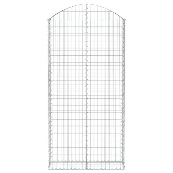 vidaXL arkveida gabiona grozs, 100x30x200/220 cm, cinkota dzelzs