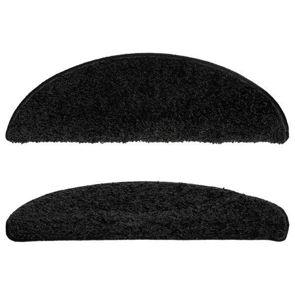 vidaXL kāpņu paklājiņi, 15 gab., 56x17x3 cm, melni, pusapaļi