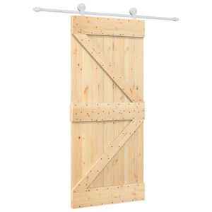 vidaXL Slīdo&scaron;ās durvis 90 x 210 cm Priedes masīvkoks Dabisks un balts