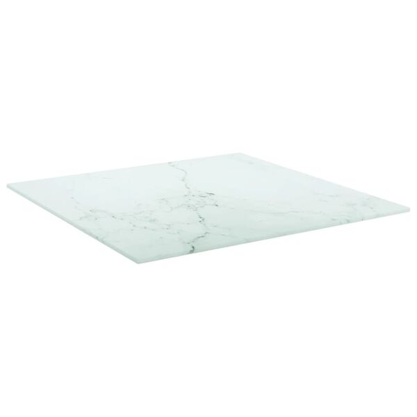 vidaXL galda virsma, balta, 50x50 cm, 6 mm, stikls ar marmora dizainu