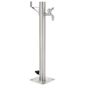 vidaXL dārza hidrants, nerūsējo&scaron;s tērauds, apaļ&scaron;, 65 cm