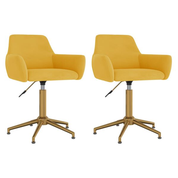 vidaXL grozāmi virtuves krēsli, 2 gab., dzeltens samts