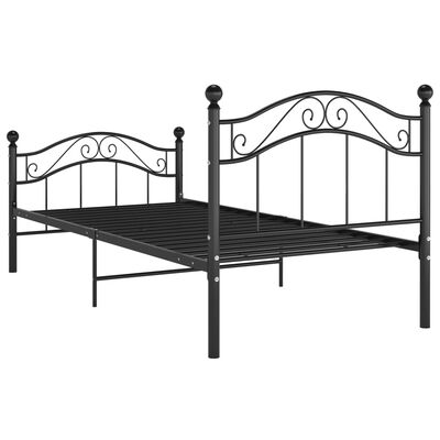 vidaXL gultas rāmis, melns, 90x200 cm, metāls