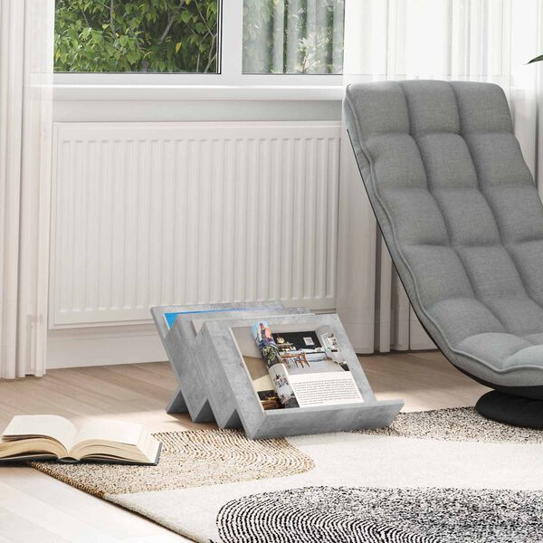 vidaXL Žurnālu statīvs ar plauktu Betona pelēks 53 x 40 x 28.5 cm