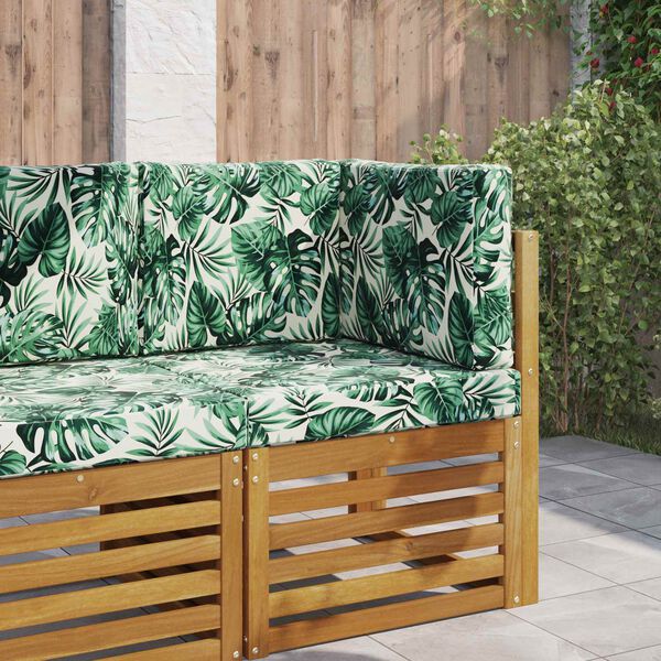 vidaXL Āra dīvāna spilvens 3 pcs Lapu raksts Poliesters