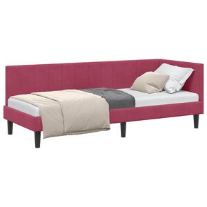 vidaXL Stūra gultas rāmis Vīna sarkans 80 x 200 cm Samts