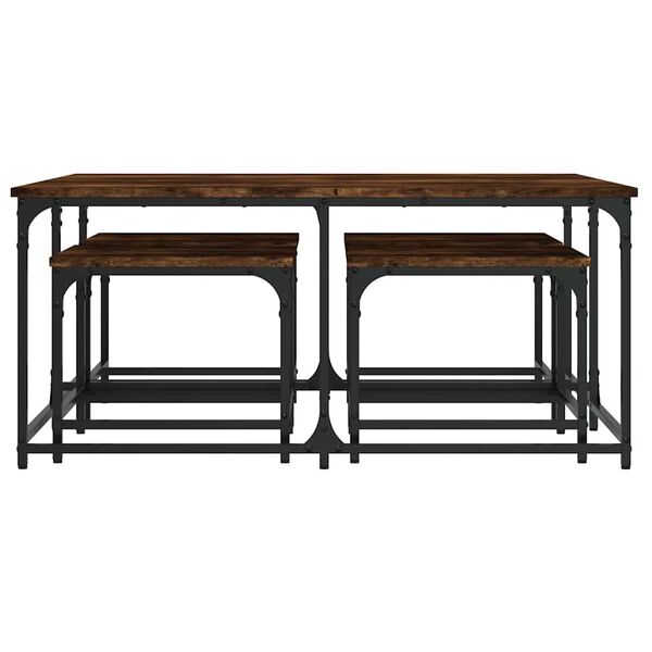 vidaXL kafijas galdiņi, 5 gab., sabīdāmi, brūni, inženierijas koks