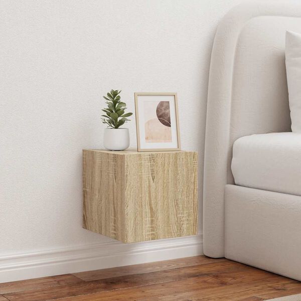 vidaXL TV plaukti ar LED lampiņām, 30,5x35x30 cm, koka krāsā