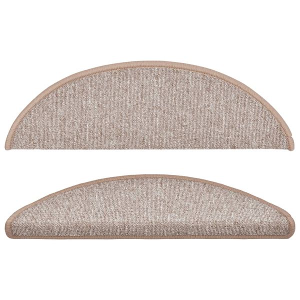 vidaXL kāpņu paklājiņi, 15 gab., 56x17x3 cm, gai&scaron;i brūni, pusapaļi