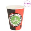vidaXL papīra kafijas krūzes 1000 gab. 12 unces 300 ml sarkanas melnas