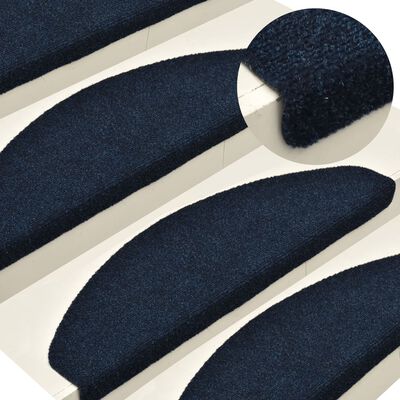 vidaXL kāpņu paklāji, 5 gab., pašlīmējoši, 56x17x3 cm, tumši zili