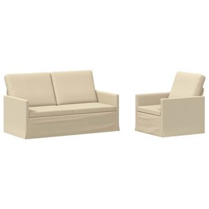 vidaXL Dīvānu komplekts 2 pcs Krēmkrāsa Audums