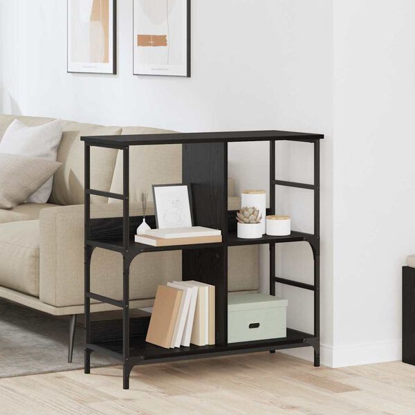 vidaXL Grāmatu plaukts Melns ozols 78.5 x 33 x 82 cm Inženierijas koks