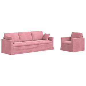 vidaXL Dīvānu komplekts 2 pcs Rozā 228 x 78 x 80 cm Samts