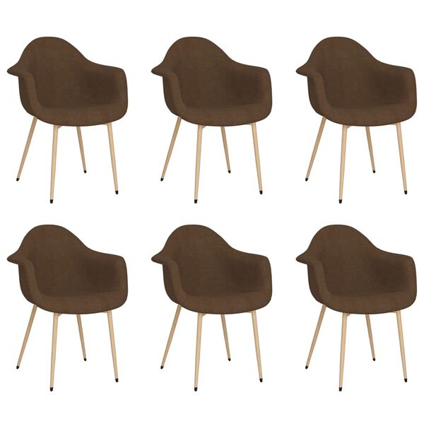 vidaXL virtuves krēsli, 6 gab., tum&scaron;i brūns audums